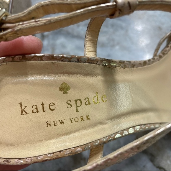 Kate Spade Gold Snakeskin Heel Sandals Women’s 7.5 B - Picture 4 of 12